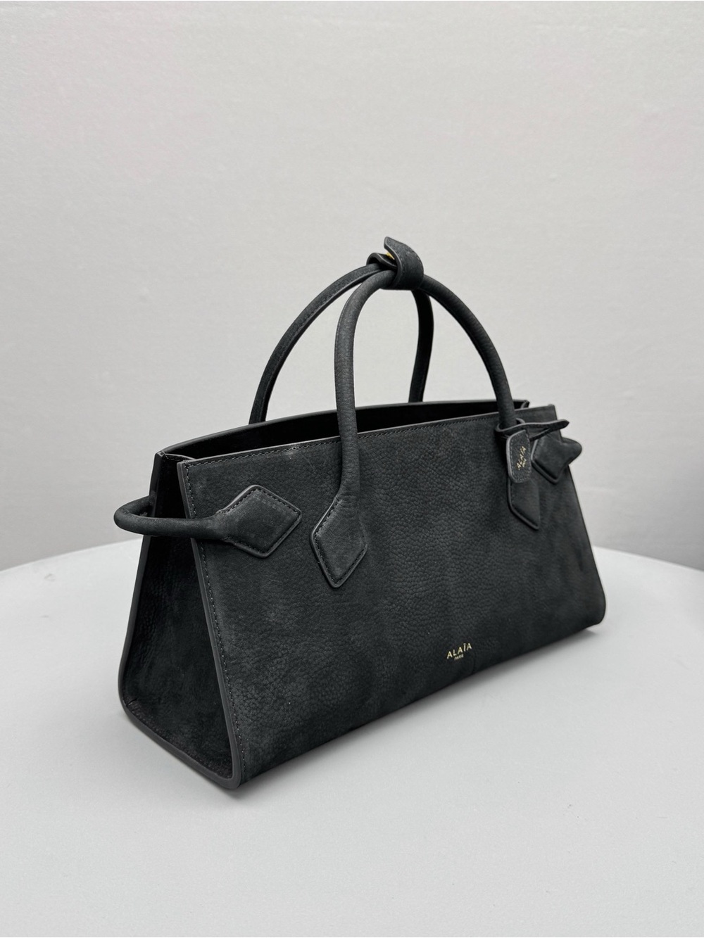 Alaia Black Suede Top-Handle Satchel